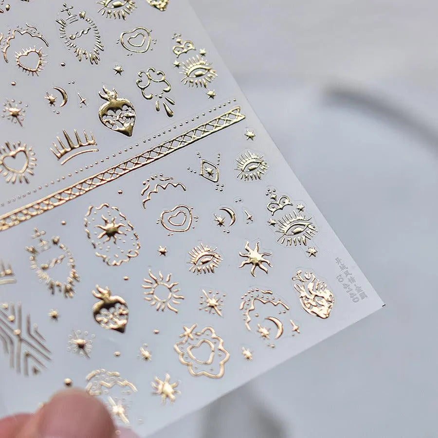 Vintage Nail Art Stickers Adhesive Gold Silver Damask Sticker Decals to4140 Gold