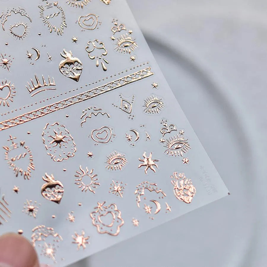 Vintage Nail Art Stickers Adhesive Gold Silver Damask Sticker Decals to4140 Rose Gold