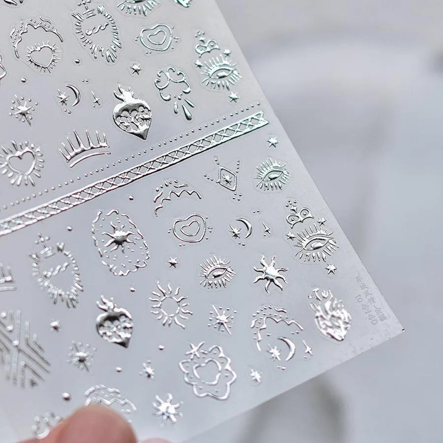 Vintage Nail Art Stickers Adhesive Gold Silver Damask Sticker Decals to4140 Silver