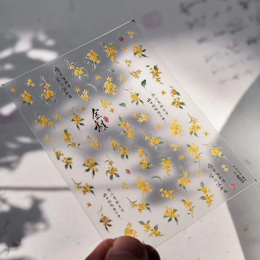 Osmanthus Flower Nail Art Stickers Laurel Flowers Blossoms Adhesive Sticker Decals to4277