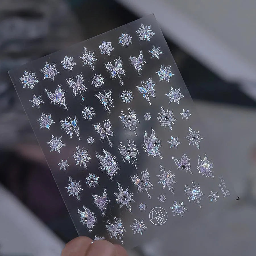 Snowflake Butterfly Nail Art Stickers Adhesive Embossed Sticker Decals to4473