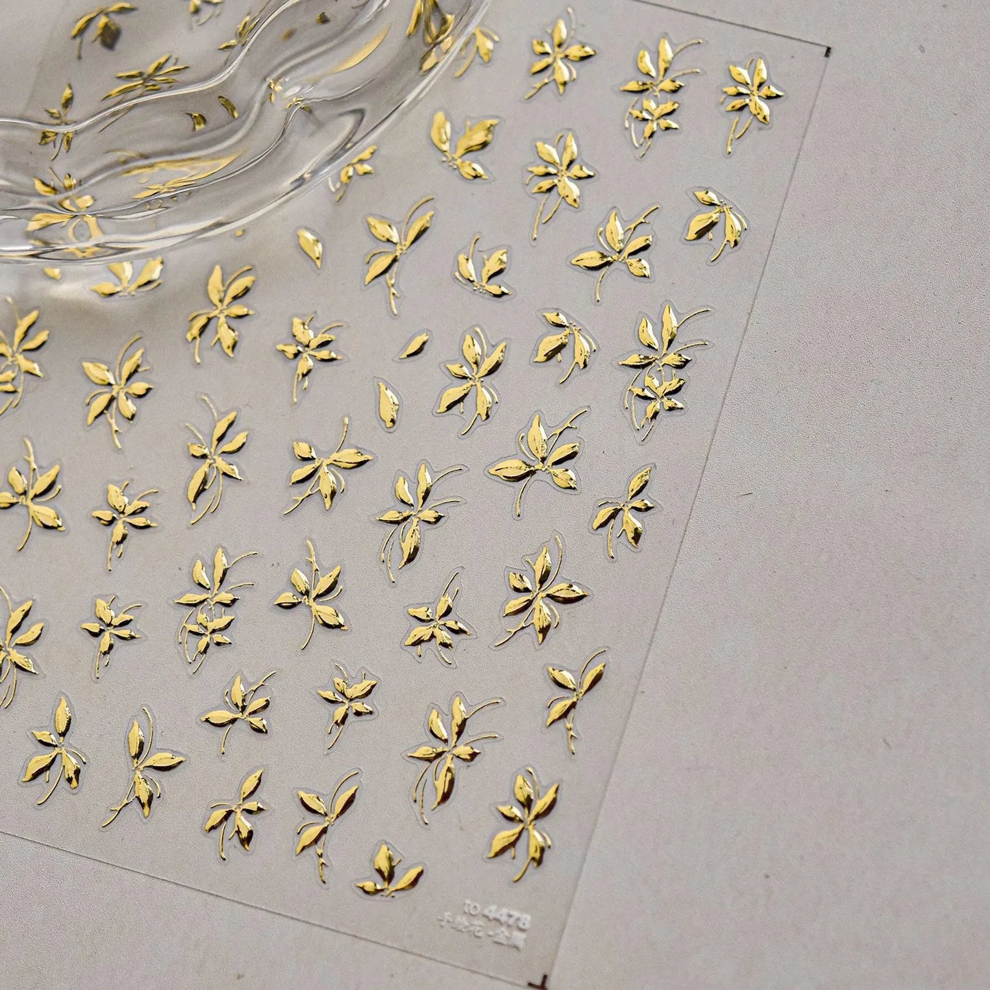 Gold Leaf Nail Art Stickers Metal Effect Adhesive Embossed Sticker Decals to4478
