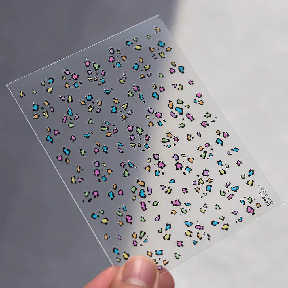 Leopard Print Nail Art Stickers Colorful Leopard Adhesive Sticker Decals to4479