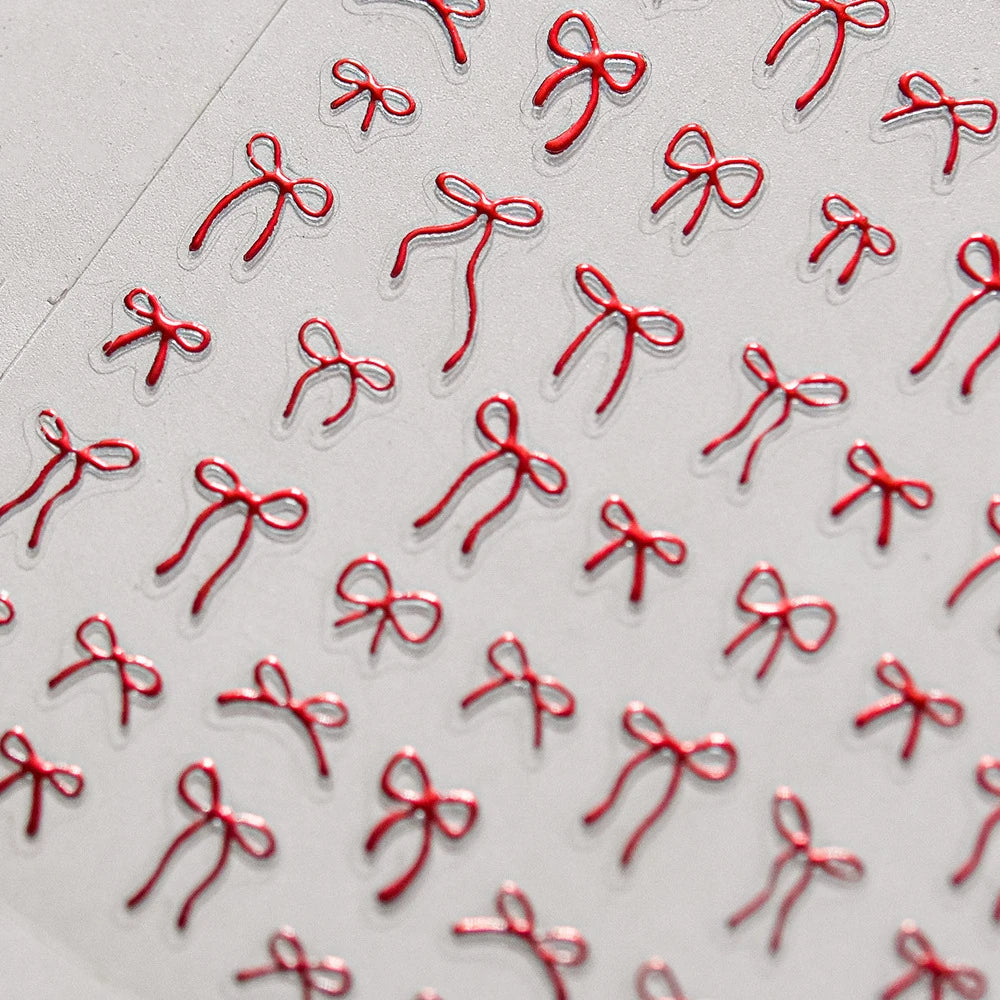 Metal Red Bow Nail Art Stickers Adhesive Embossed Bow-tie Sticker Decals to4501 Red