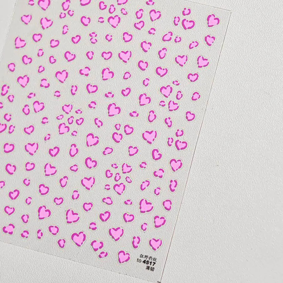 Leopard Print Nail Art Stickers Heart Shape Adhesive Embossed Sticker Decals to4517