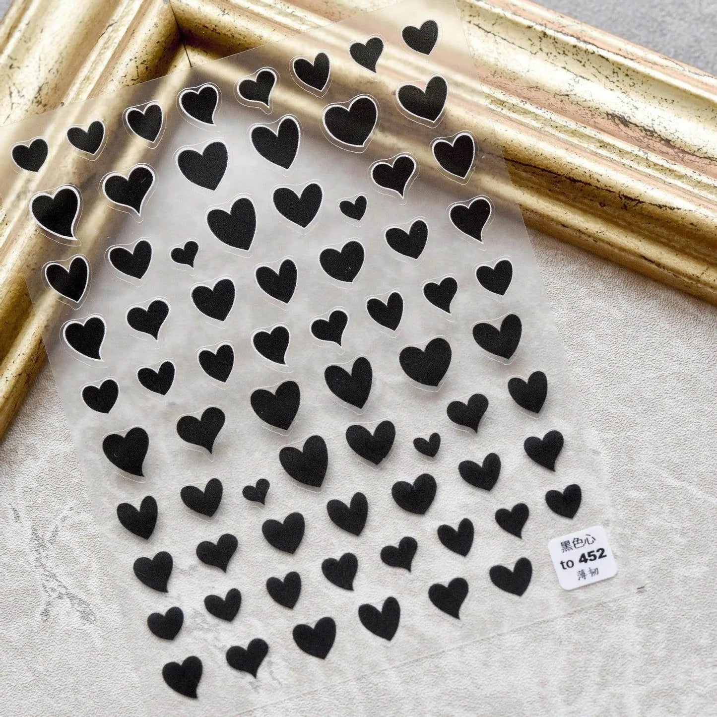 Colorful Love Heart Nail Art Stickers Valentines Black Hearts Adhesive Sticker Decals to452