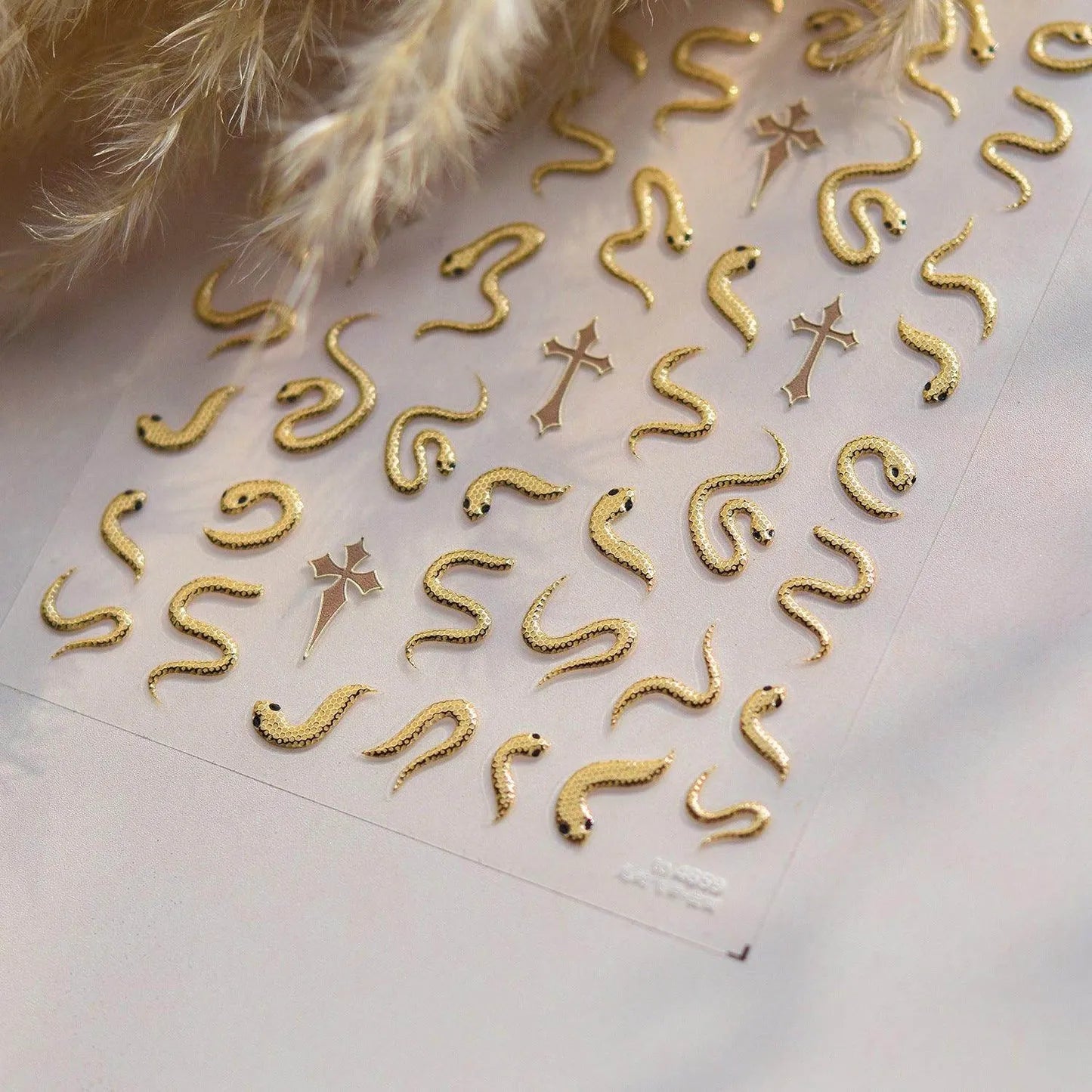 Gold Snake Nail Art Stickers Adhesive Embossed Snake Sticker Decals to4659