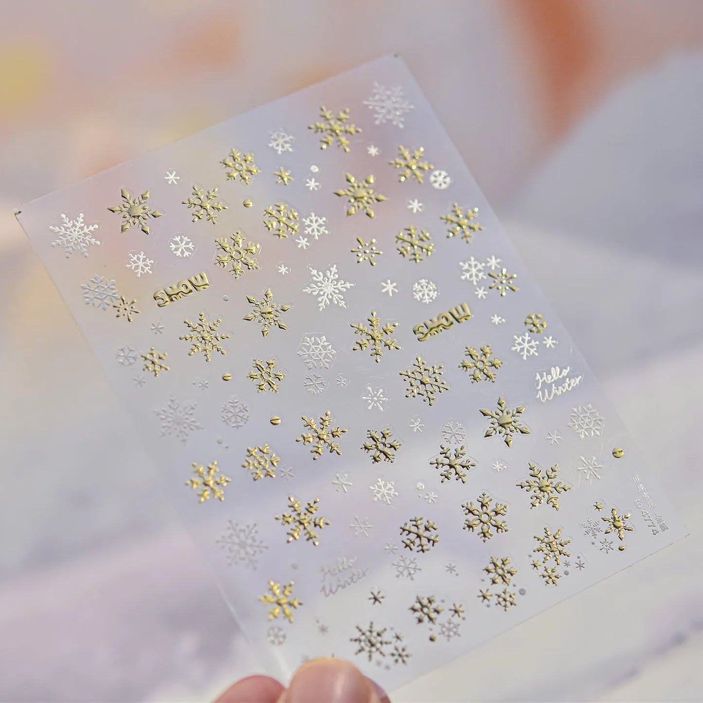 Shiny Glitter Snowflake Nail Art Stickers Adhesive Embossed Gold Snowflake Sticker Decals to4774 Gold
