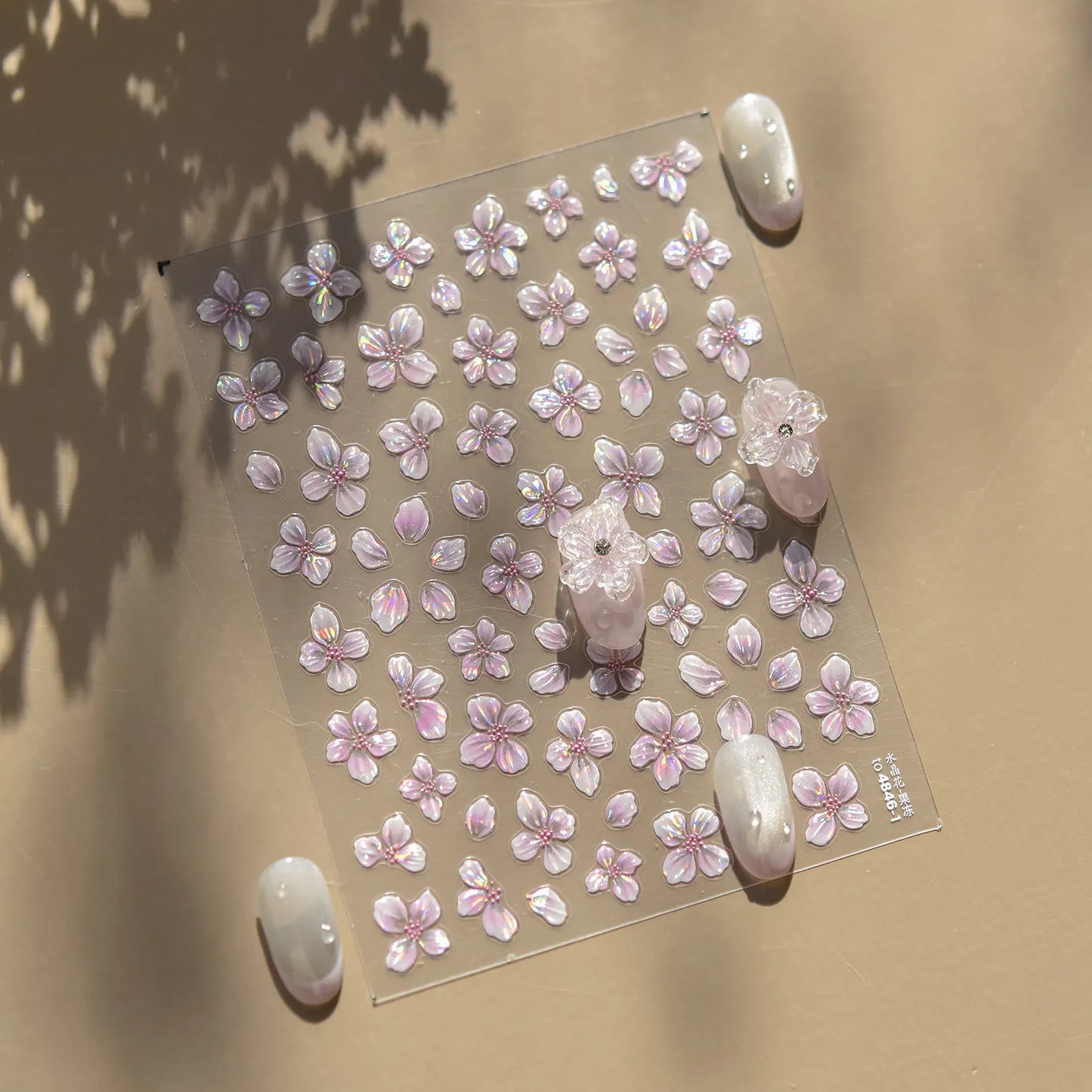 3D Aurora Cherry Blossom Nail Stickers | Sakura Flower Jelly Nail Decals to4846
