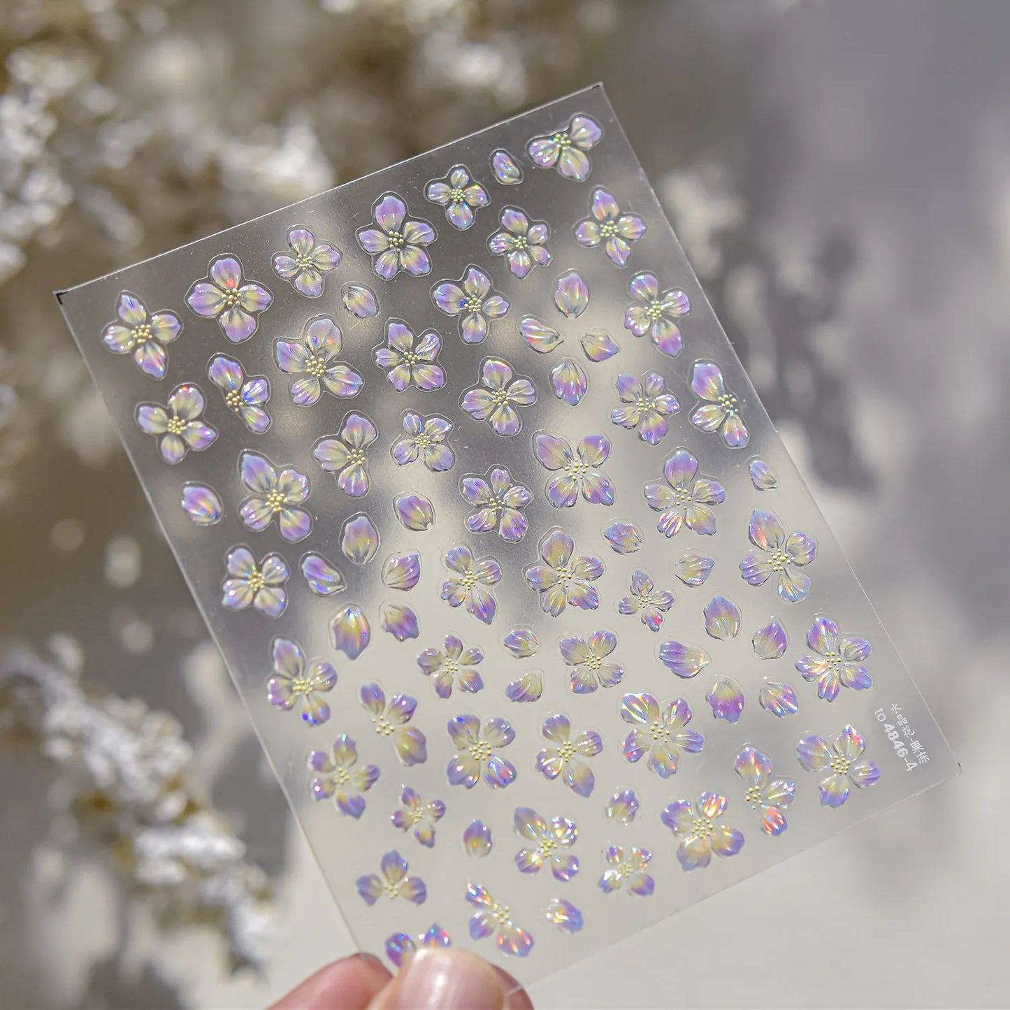 3D Aurora Cherry Blossom Nail Stickers | Sakura Flower Jelly Nail Decals to4846-4