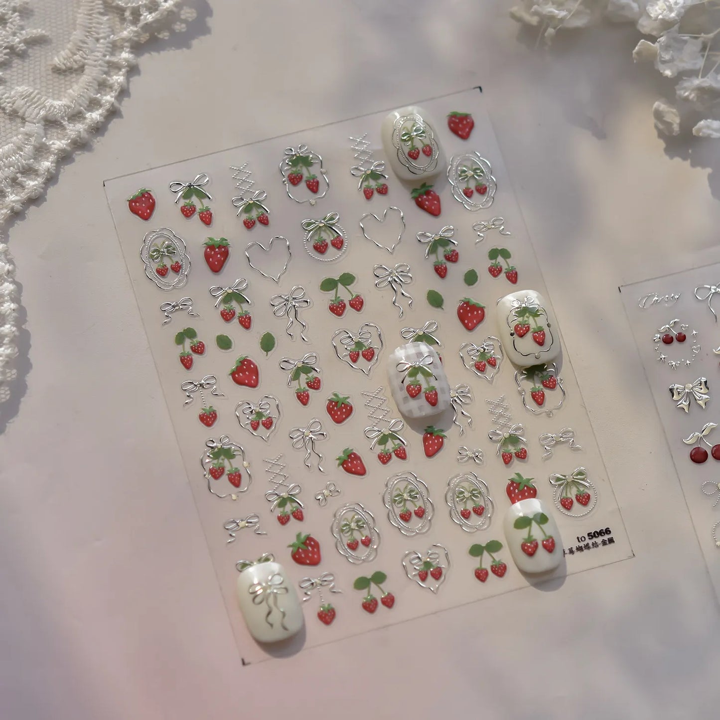 Cherry Nail Art Stickers Embossed Srawberry Sticker Decals to5068