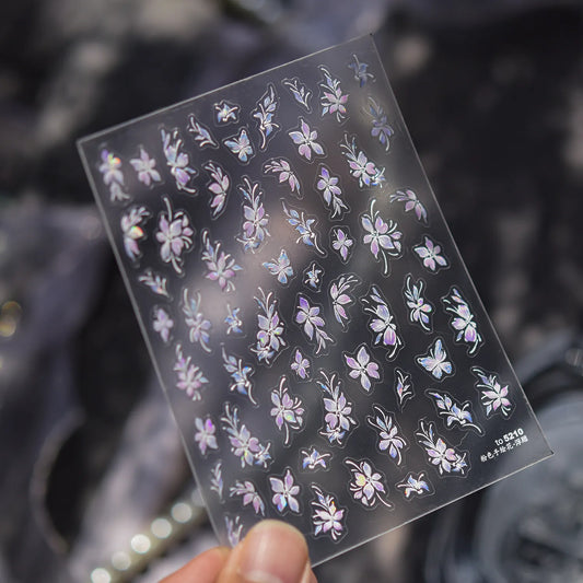 Ethereal Bloom 5D Nail Stickers | Holographic Floral Leaf Decals 5210