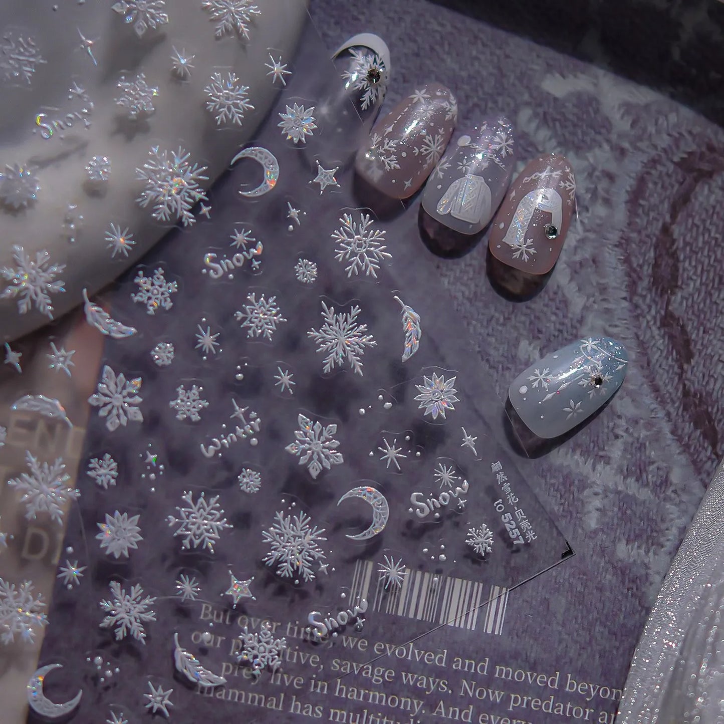 Aurora Snowflake Nail Stickers | Iridescent Winter Holiday Nail Art Decals 5257