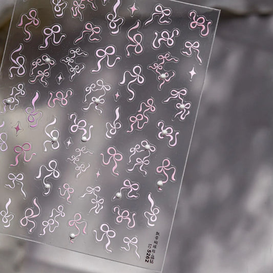 Coquette Bow Ribbon Nail Stickers | 3D Embossed Aesthetic Nail Art Decals 5262