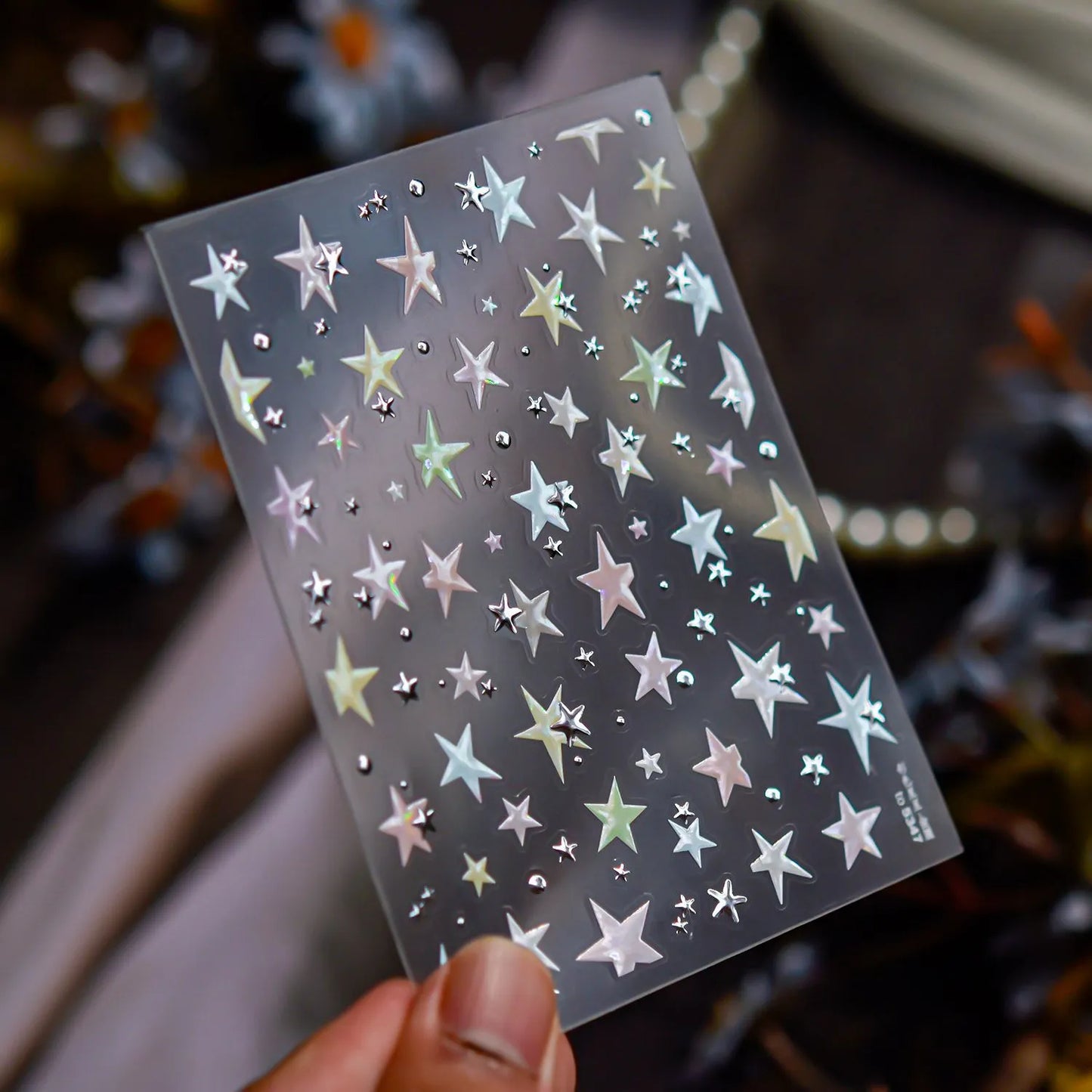 Holographic Star Nail Stickers | Iridescent Decals for DIY Trendy Nail Art
