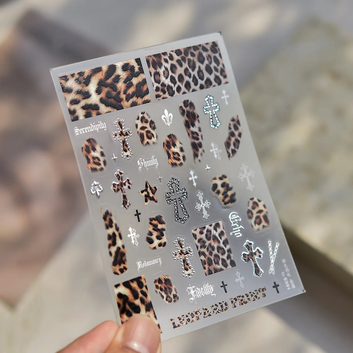 Leopard Print Nail Stickers - Y2K Punk Cross Skull DIY Decals