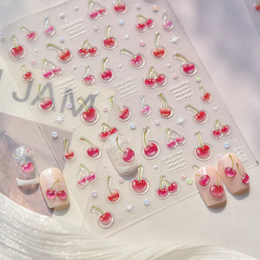 Sweet Cherry Nail Stickers - Winter Fruit Decals to5427