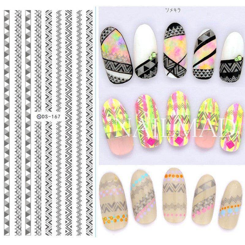 1 sheet Black Chevron Nail Water Decals DS167 - Nail MAD