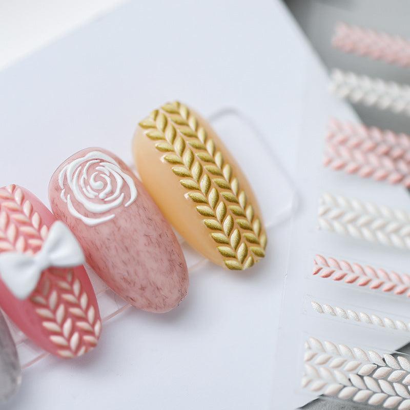 NailMAD Nail Art Stickers Adhesive Embossed Knitting Sweater Sticker Decals TS1125 - Nail MAD