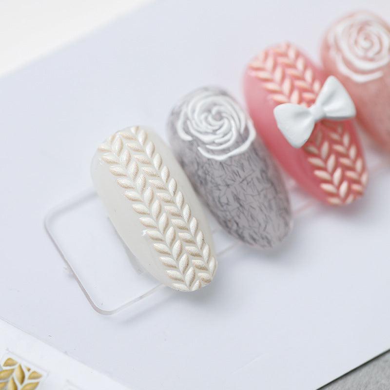 NailMAD Nail Art Stickers Adhesive Embossed Knitting Sweater Sticker Decals TS1125 - Nail MAD