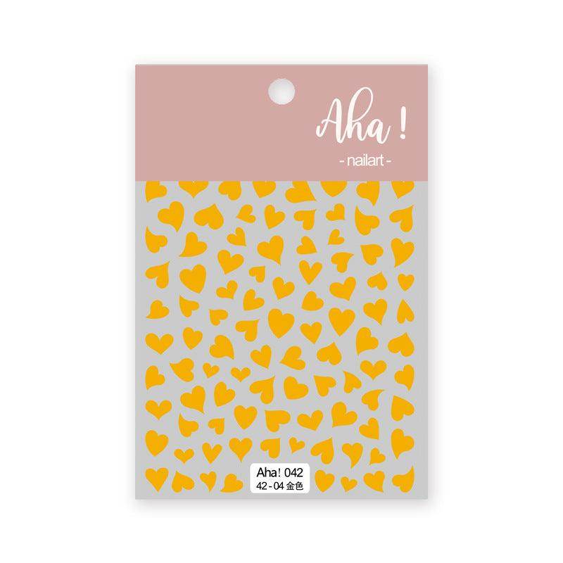 Hollow Love Heart Nail Art Stickers Adhesive 3D Decals Aha - Nail MAD