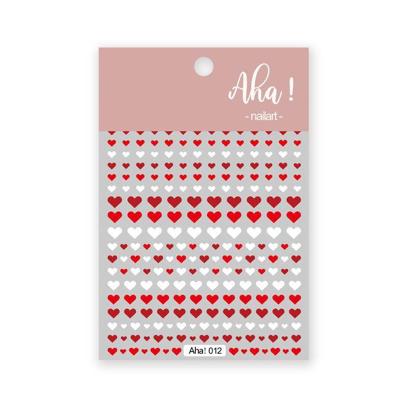 Hollow Love Heart Nail Art Stickers Adhesive 3D Decals Aha - Nail MAD