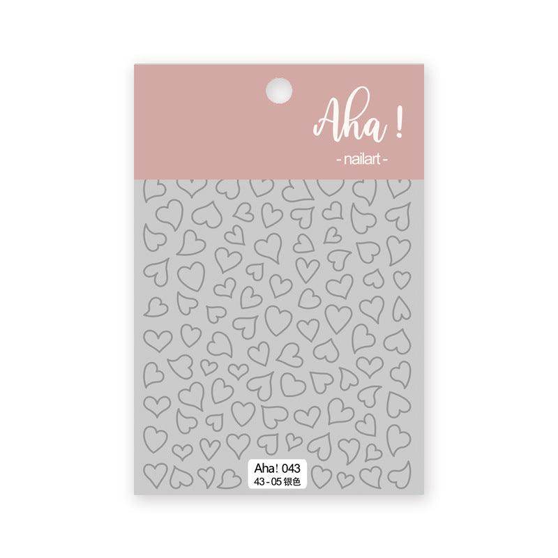Hollow Love Heart Nail Art Stickers Adhesive 3D Decals Aha - Nail MAD