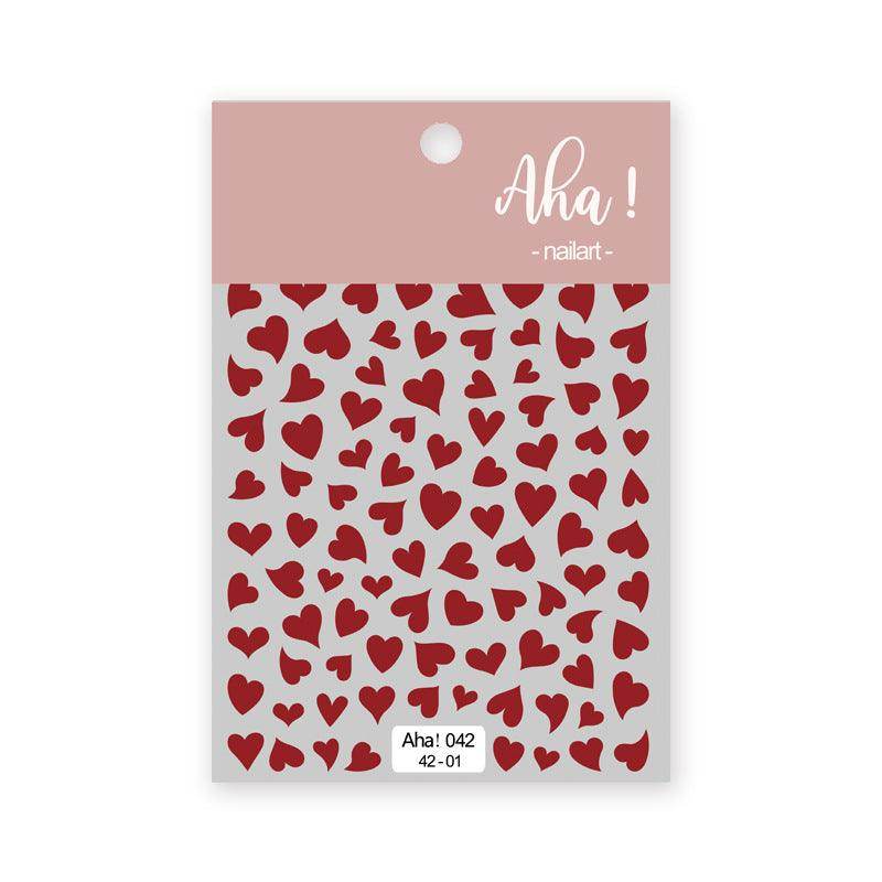 Hollow Love Heart Nail Art Stickers Adhesive 3D Decals Aha - Nail MAD