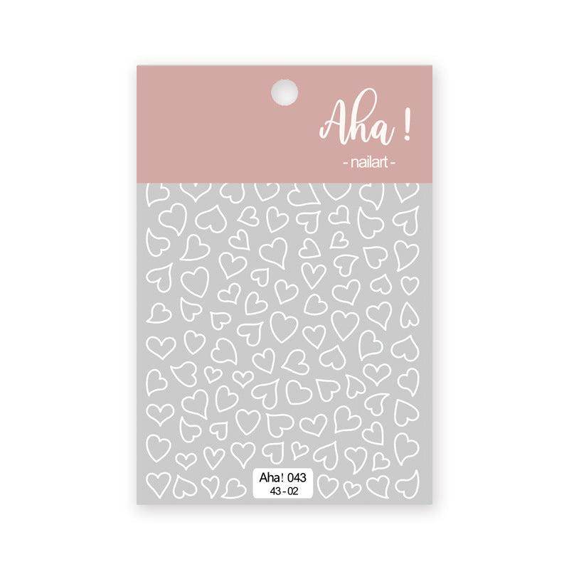Hollow Love Heart Nail Art Stickers Adhesive 3D Decals Aha - Nail MAD