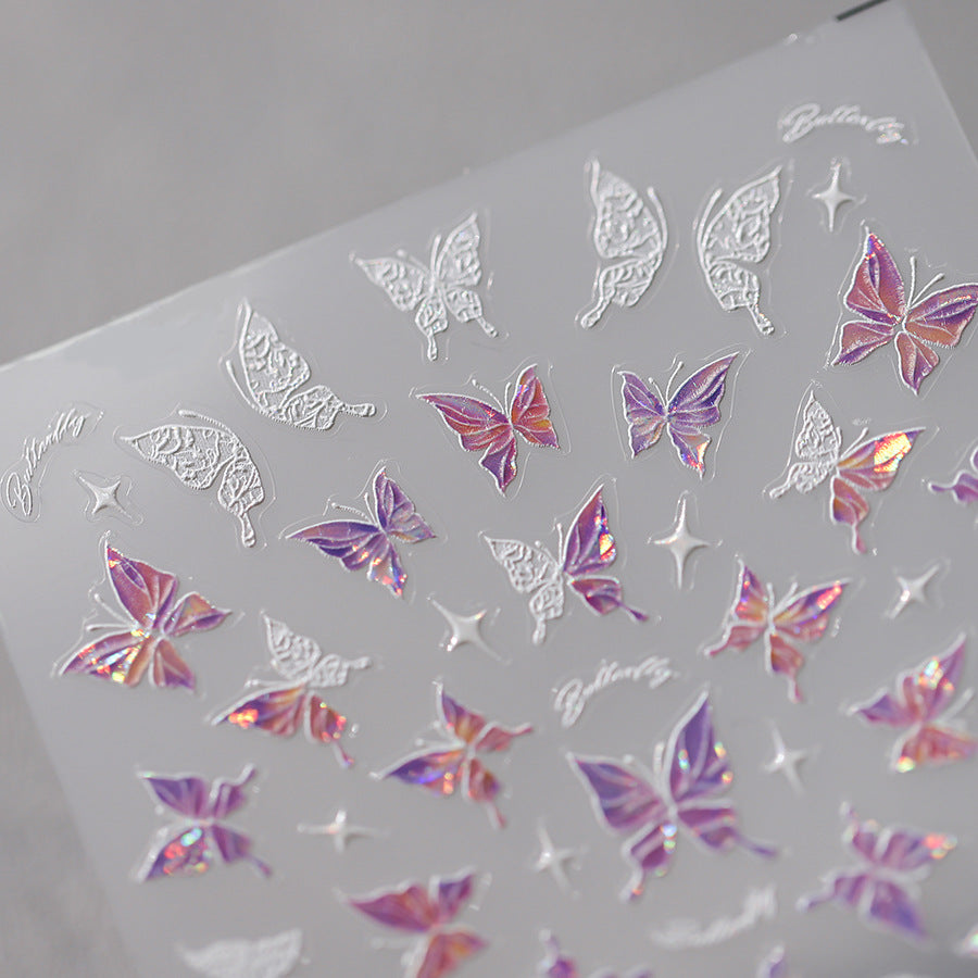 NailMAD Nail Art Stickers Adhesive Slider Laser Butterfly Sticker Decals M262 - Nail MAD