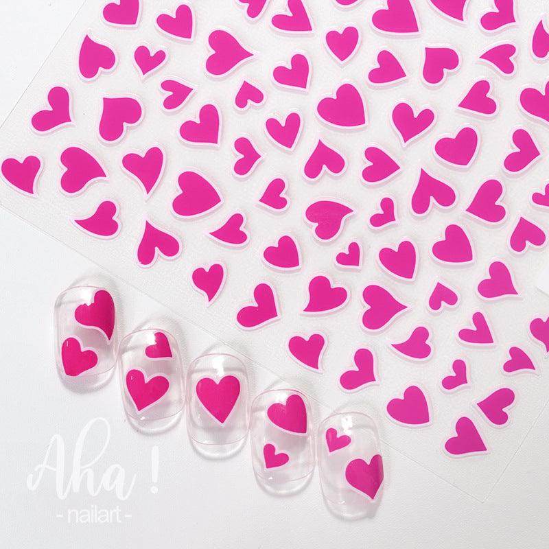 Hollow Love Heart Nail Art Stickers Adhesive 3D Decals Aha - Nail MAD