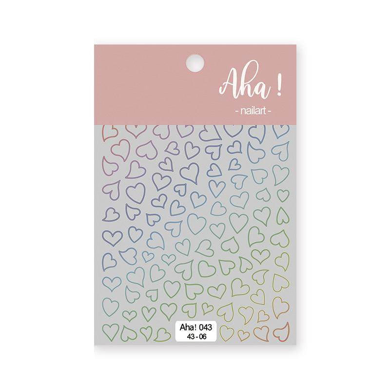 Hollow Love Heart Nail Art Stickers Adhesive 3D Decals Aha - Nail MAD