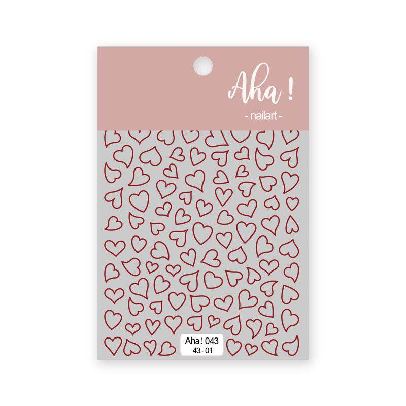 Hollow Love Heart Nail Art Stickers Adhesive 3D Decals Aha - Nail MAD