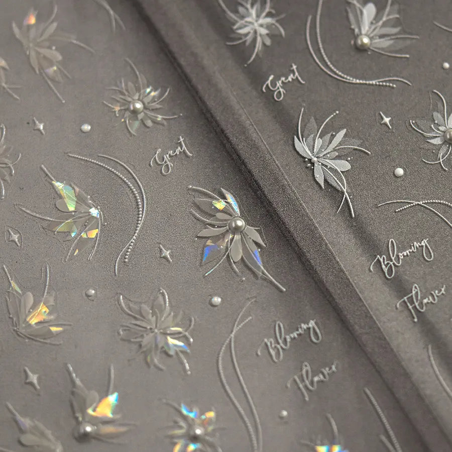 3D Aurora Flower Nail Stickers - Ultra Thin Blooming Flower Decals to3799