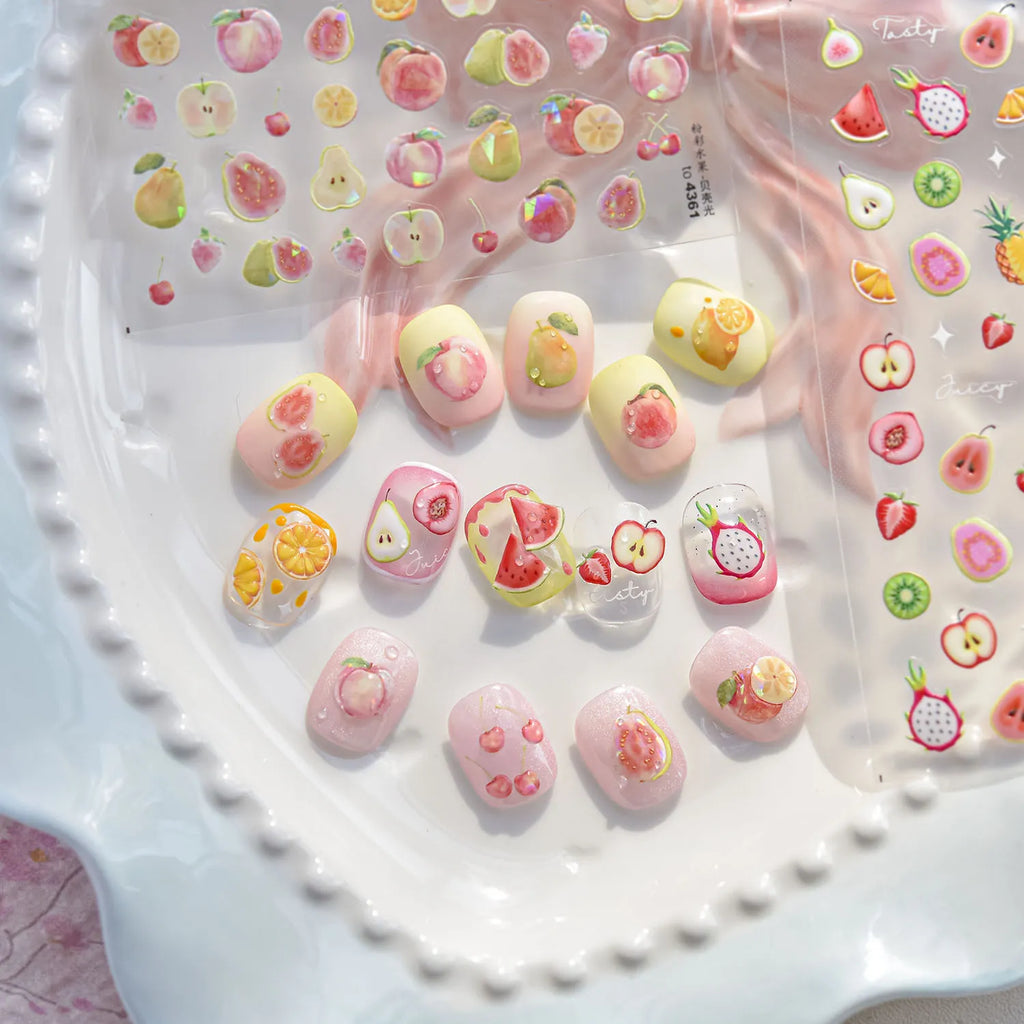5D Fruit Nail Stickers – Juicy Pear, Mango Tropical Mix with Fig, Guava, Kiwi to4326