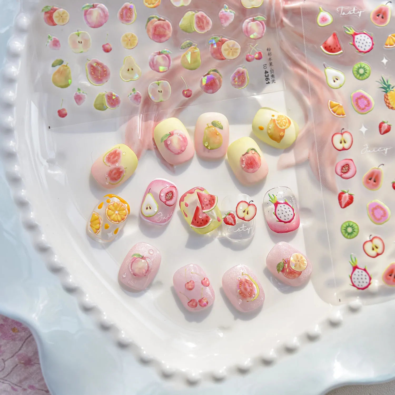 5D Fruit Nail Stickers – Juicy Pear, Mango Tropical Mix with Fig, Guava, Kiwi to4326