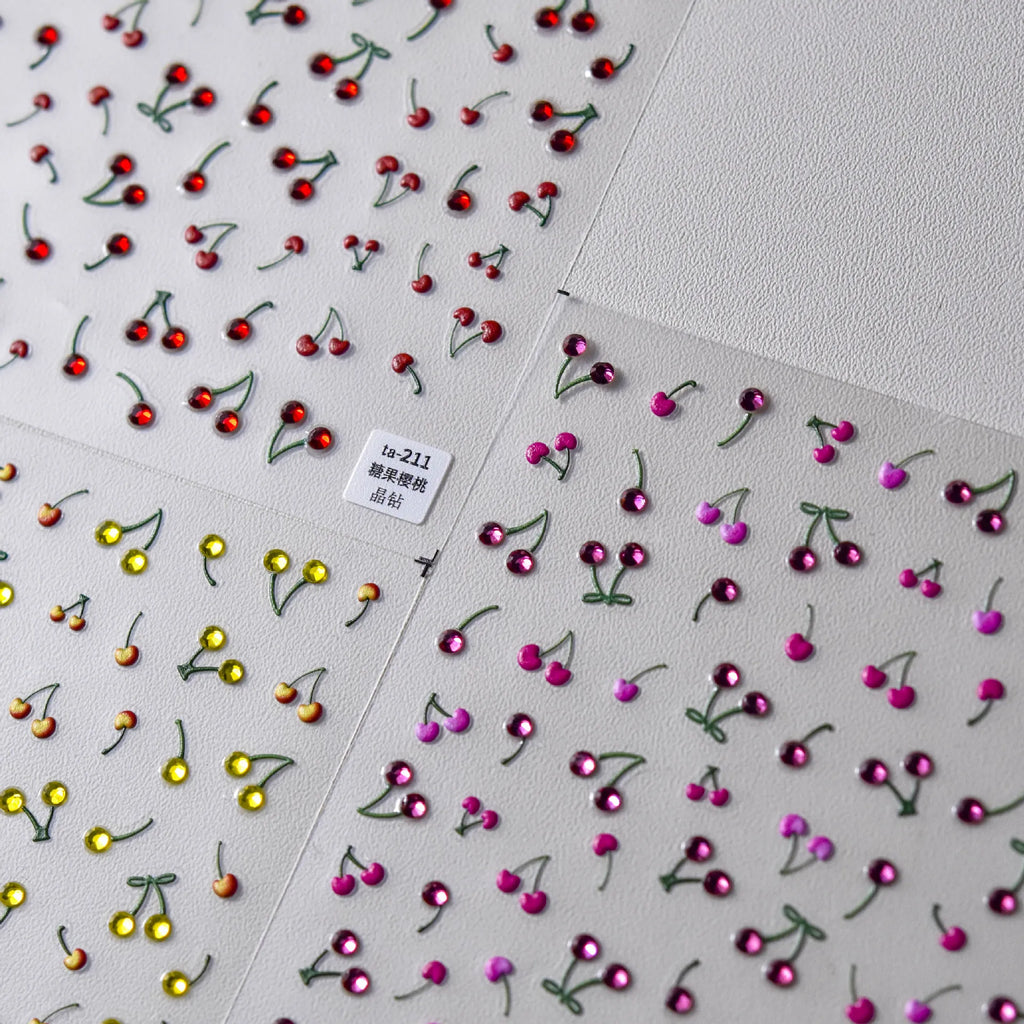 Juicy Cherry Nail Art Stickers Adhesive Stunning Sticker Decals TA211