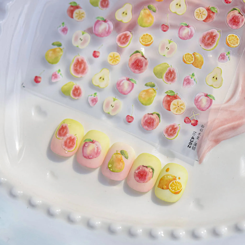 5D Fruit Nail Stickers – Juicy Pear, Mango Tropical Mix with Fig, Guava, Kiwi to4326