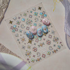 5D Holographic Nail Stickers – Stars, Moons & Floral Medallion Decals MS819