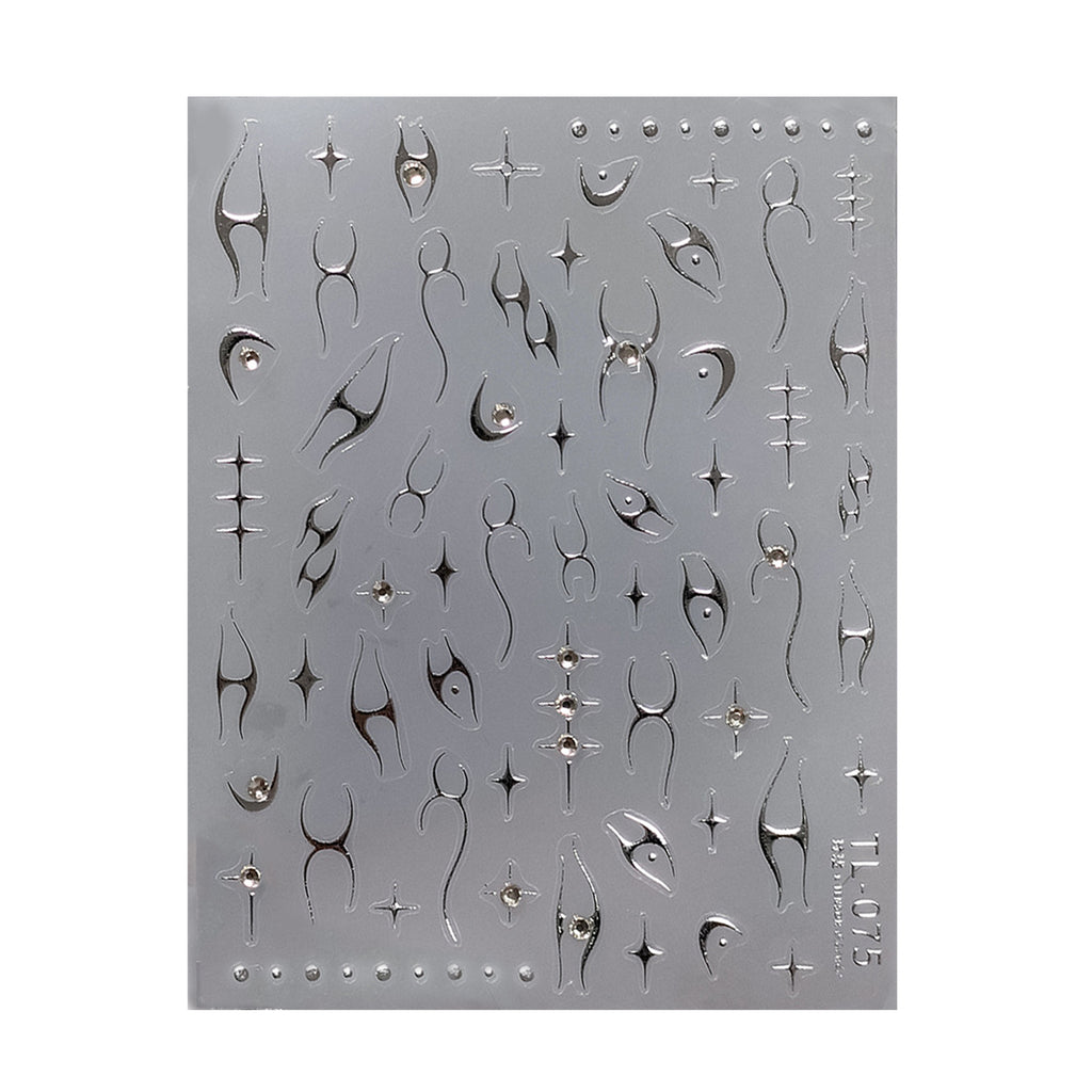 Metal Nail Art Stickers Adhesive Slider Embossed Laser Flame Sticker Decals TL075