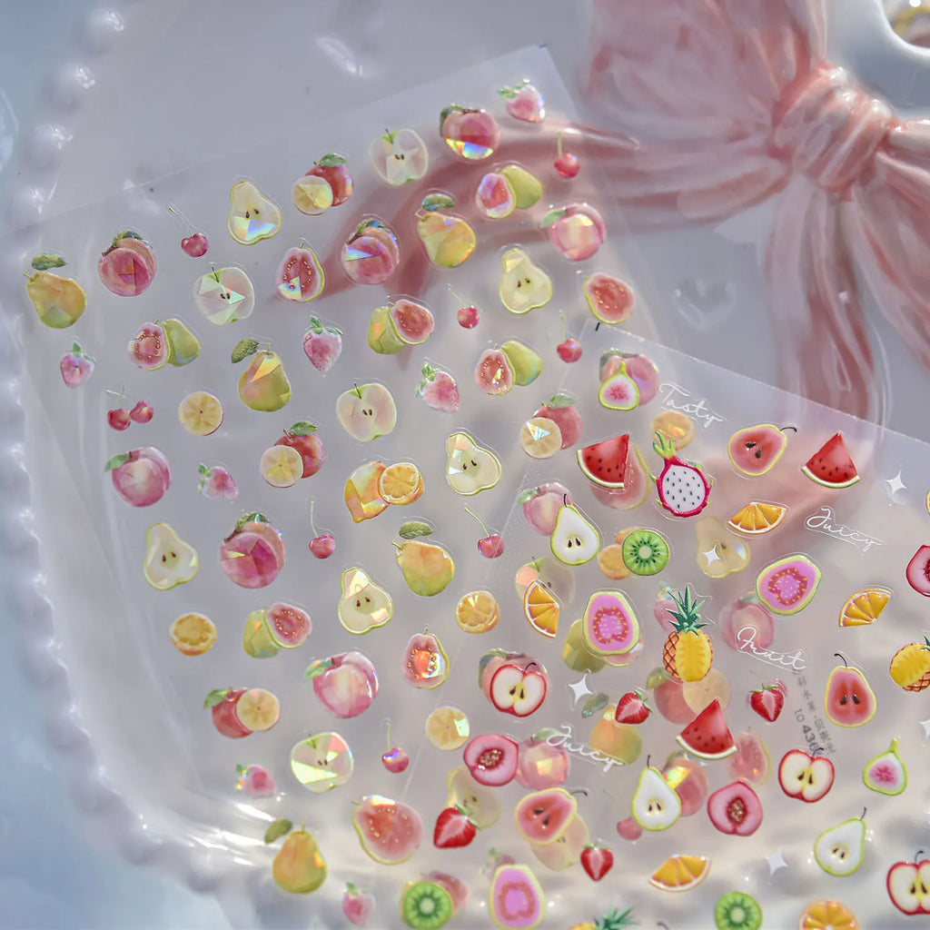 5D Fruit Nail Stickers – Juicy Pear, Mango Tropical Mix with Fig, Guava, Kiwi to4326