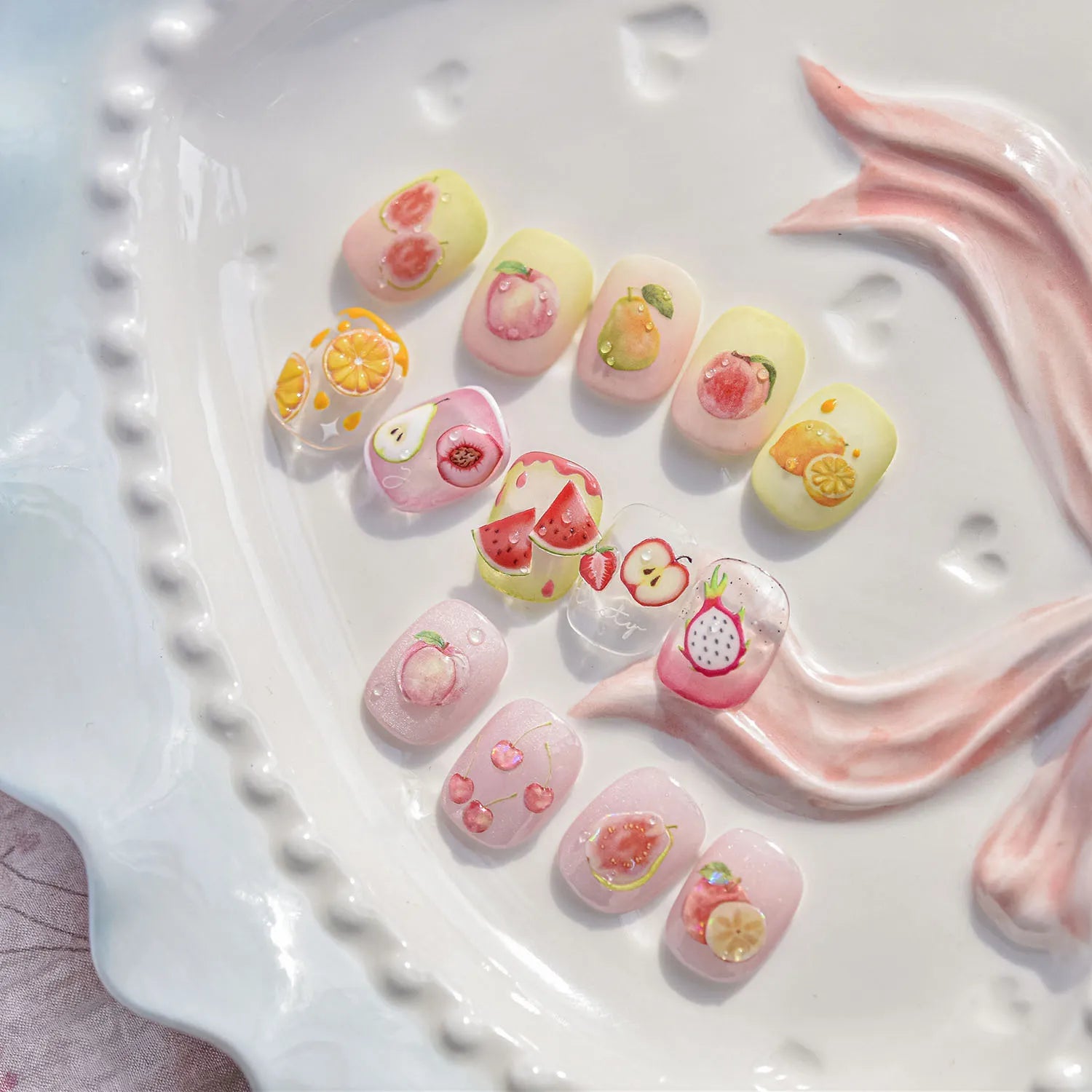 5D Fruit Nail Stickers – Juicy Pear, Mango Tropical Mix with Fig, Guava, Kiwi to4326