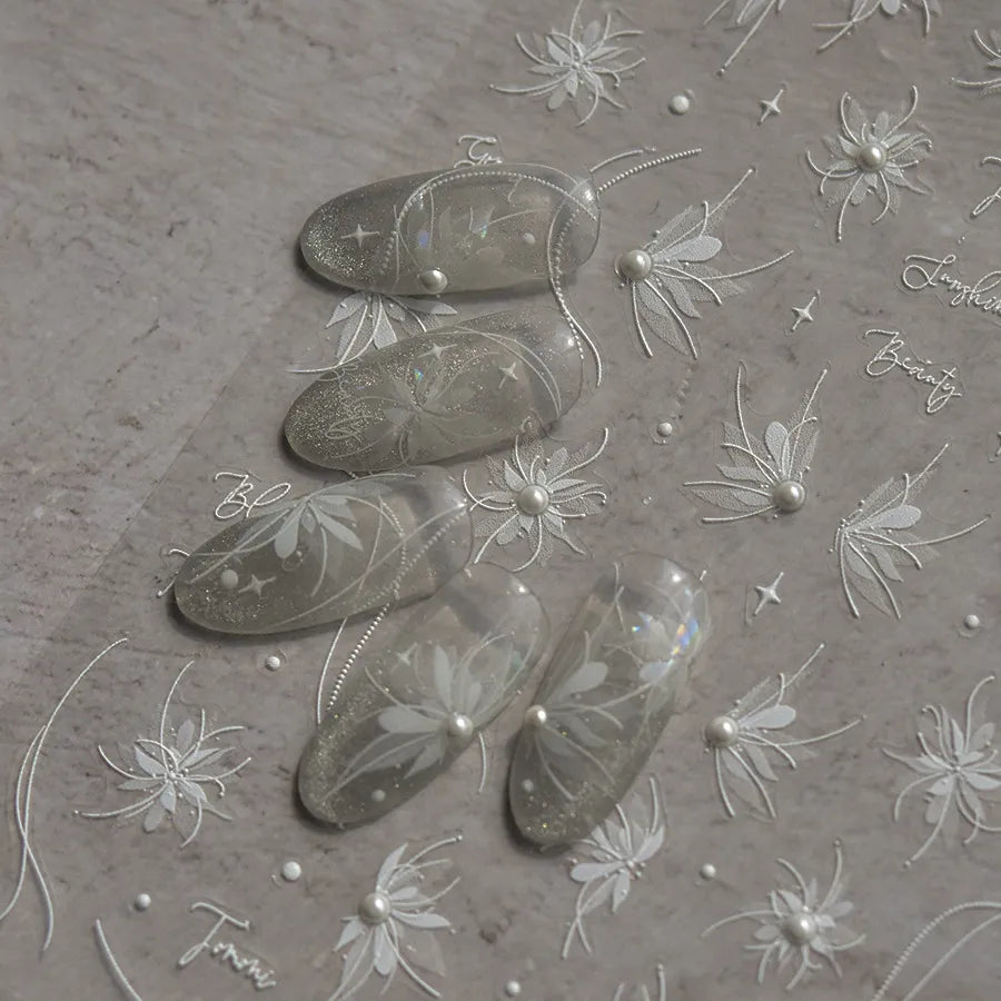 3D Aurora Flower Nail Stickers - Ultra Thin Blooming Flower Decals to3799