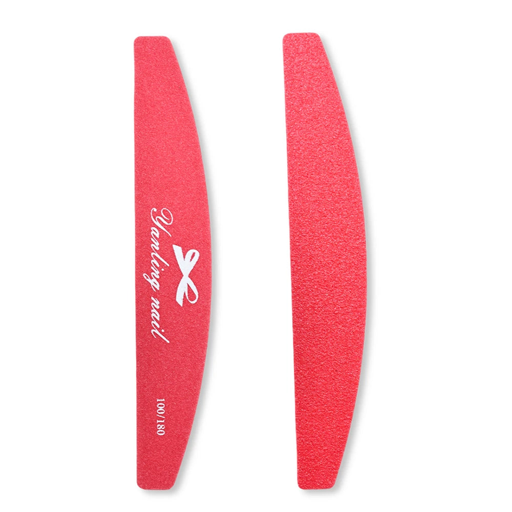 100/180 Red Half Moon Nail File (4-Pack)