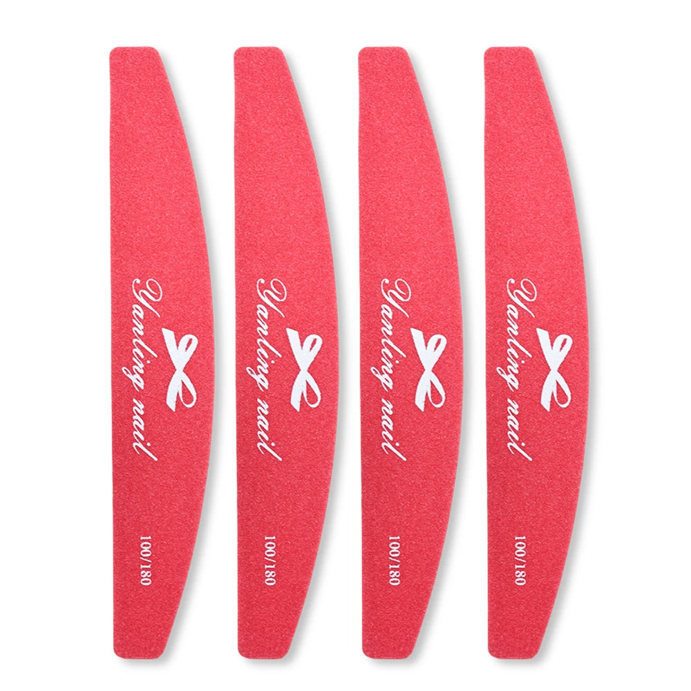 100/180 Red Half Moon Nail File (4-Pack)