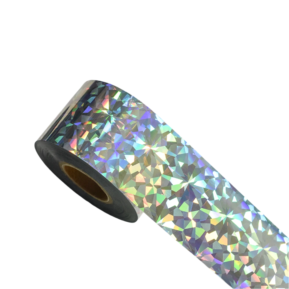 100m Crystal Holographic Silver Shattered Glass Nail Art Foil