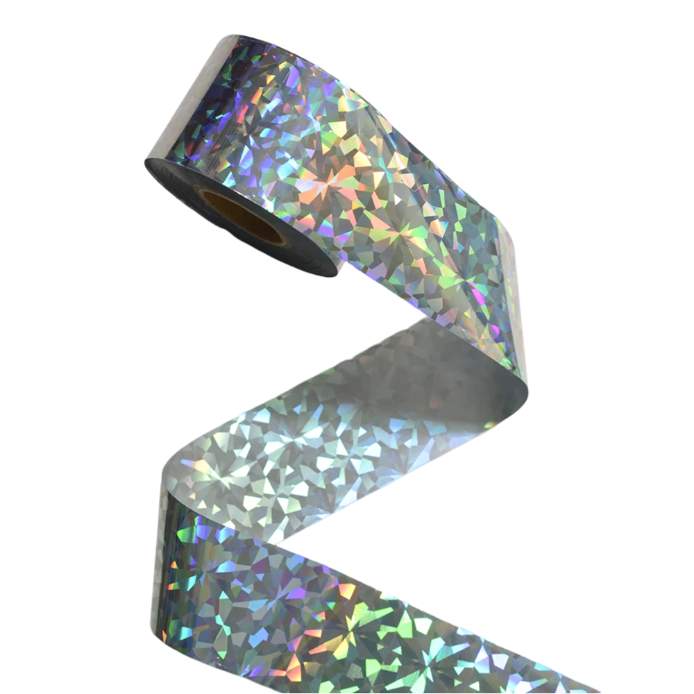 100m Crystal Holographic Silver Shattered Glass Nail Art Foil