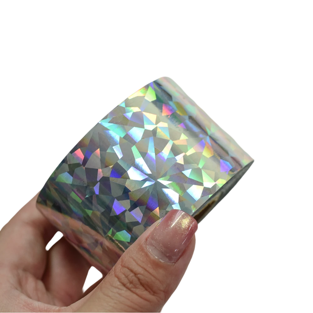 100m Crystal Holographic Silver Shattered Glass Nail Art Foil