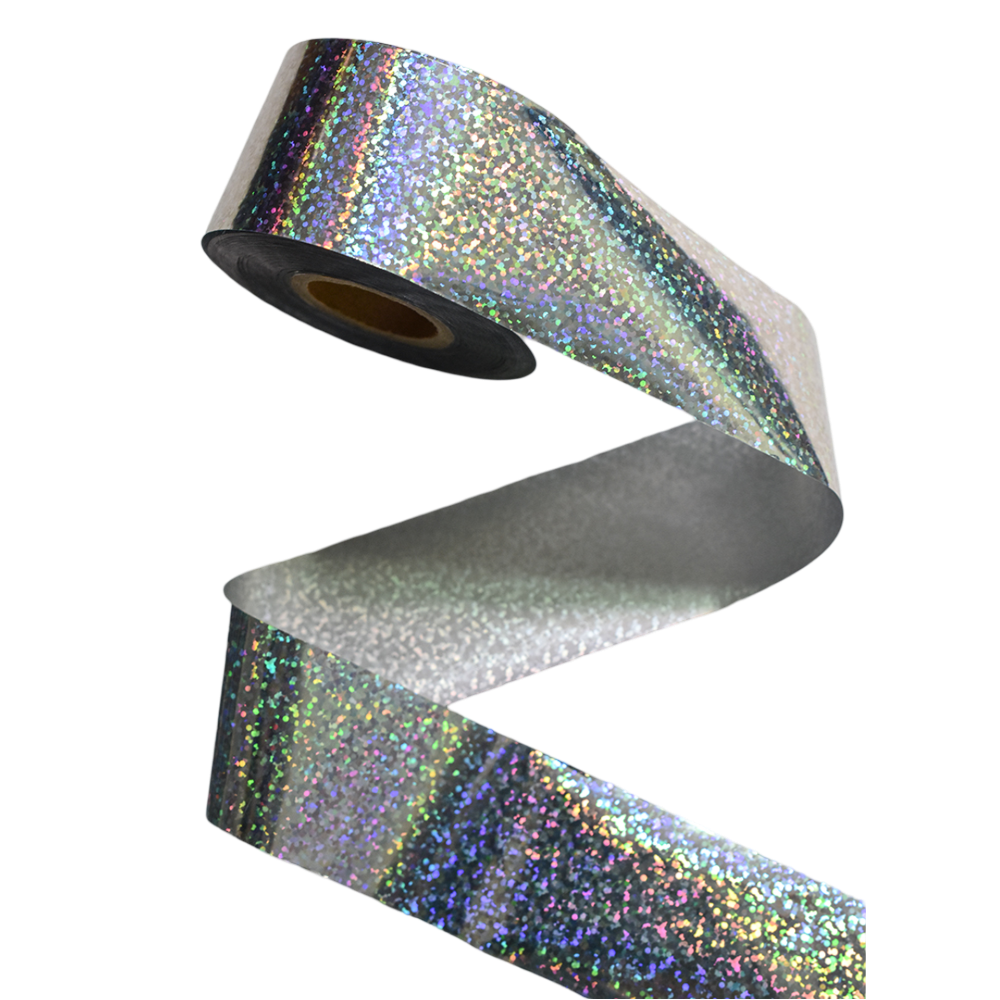 100m Holographic Silver Crushed Glitter Nail Foil Roll 838