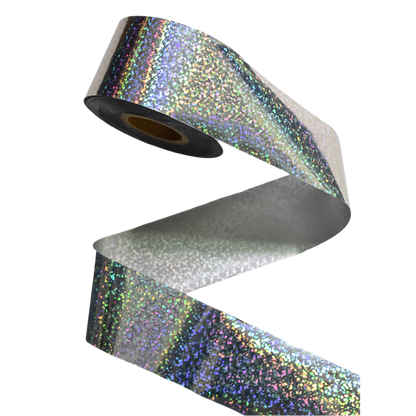 100m Holographic Silver Crushed Glitter Nail Foil Roll 838